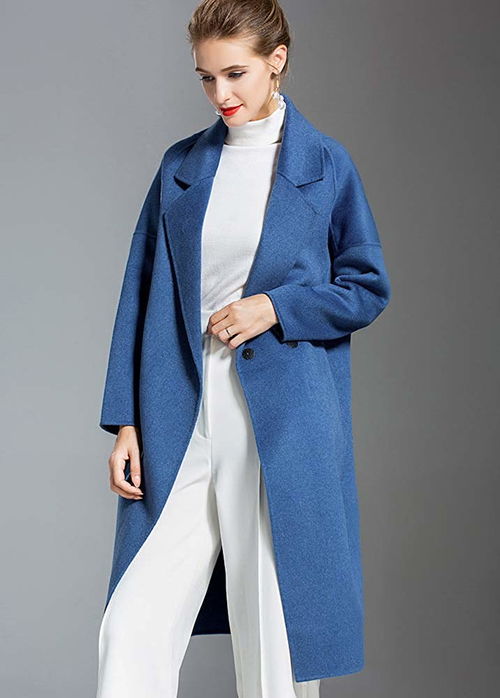 【服裝進貨碼數怎么配法爾莎中長款雙面羊絨呢大衣女】- 